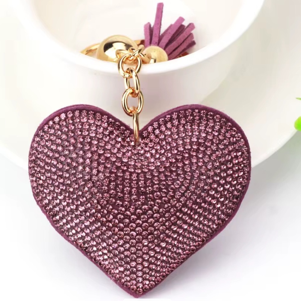 Purple Heart Bag Charm, Key Ring